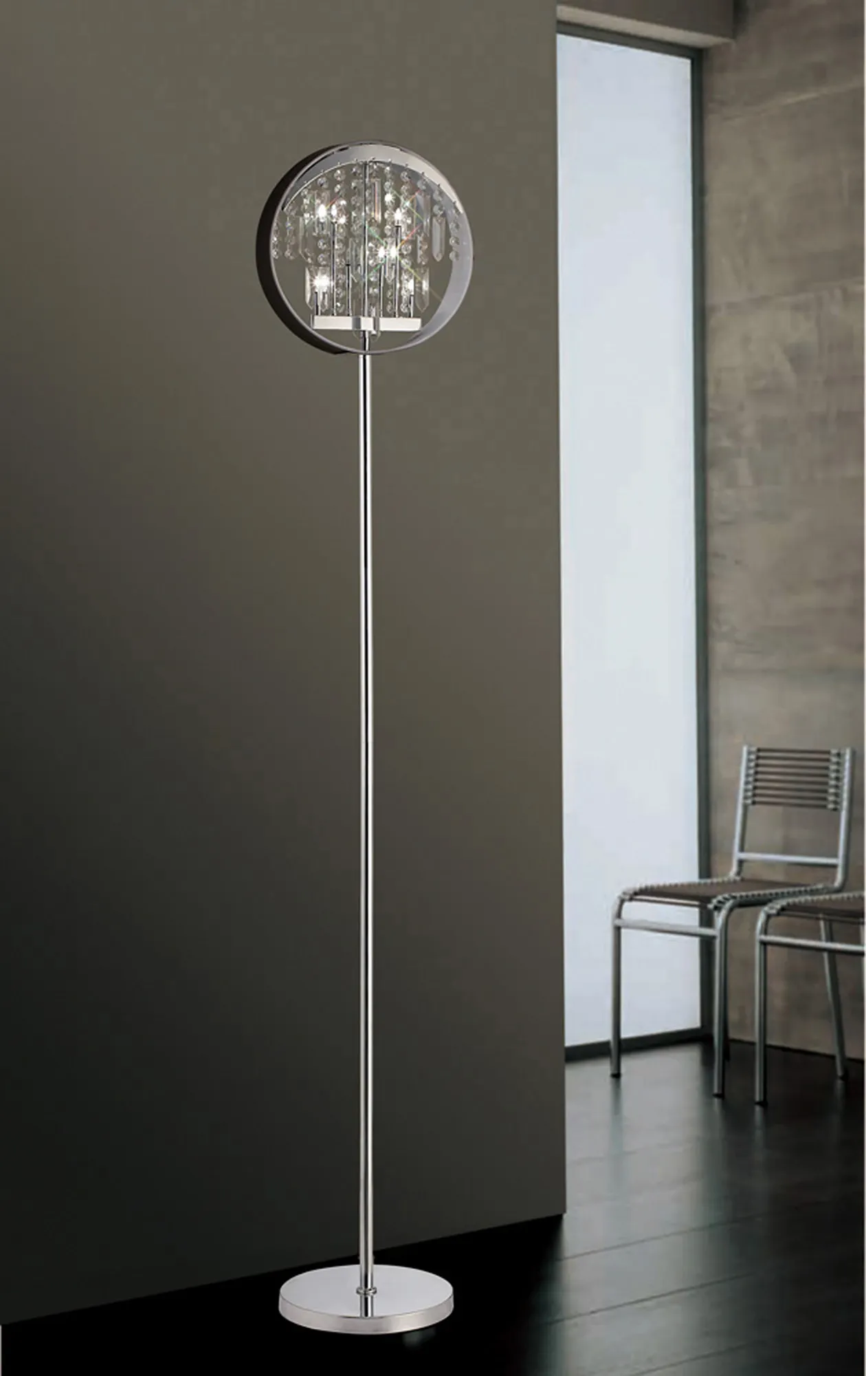 IL30235  Geo Crystal 165cm Floor Lamp 9 Light